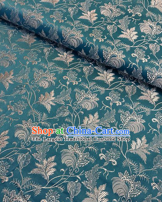 Asian Chinese Royal Twine Leaf Pattern Green Brocade Fabric Traditional Silk Fabric Tang Suit Material