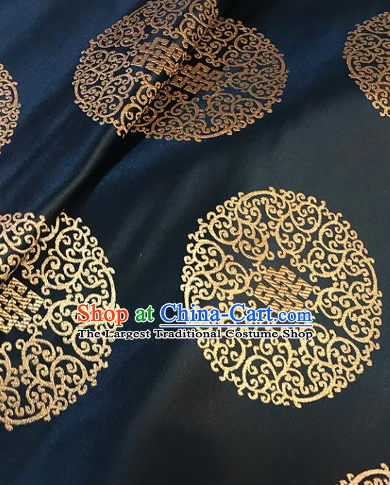 Asian Chinese Royal Lucky Pattern Black Brocade Fabric Traditional Silk Fabric Tang Suit Material