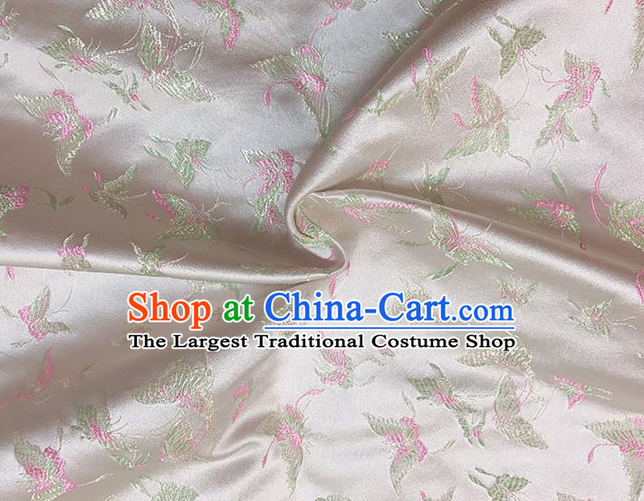 Asian Chinese Royal Embroidery Butterfly Pattern Champagne Brocade Fabric Traditional Silk Fabric Kimono Material