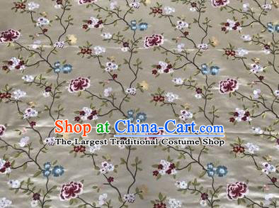 Asian Chinese Traditional Cheongsam Embroidered Flowers Pattern White Brocade Fabric Suzhou Silk Fabric Material