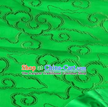 Asian Chinese Traditional Royal Auspicious Clouds Pattern Green Brocade Fabric Tang Suit Silk Fabric Material