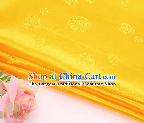 Asian Chinese Traditional Round Pattern Yellow Brocade Fabric Tang Suit Silk Fabric Material