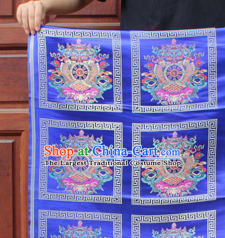 Asian Chinese Classical Religious Buddhism Pattern Royalblue Nanjing Brocade Traditional Tibetan Robe Satin Fabric Silk Material