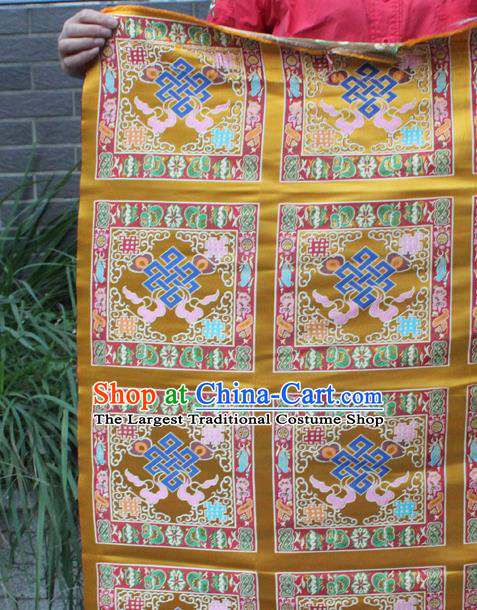 Asian Chinese Classical Buddhism Lucky Pattern Golden Nanjing Brocade Traditional Tibetan Robe Satin Fabric Silk Material