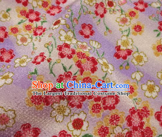 Asian Traditional Classical Sakura Pattern Violet Brocade Tapestry Satin Fabric Japanese Kimono Silk Material