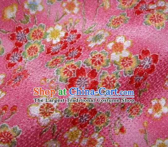 Asian Traditional Classical Sakura Pattern Rosy Brocade Tapestry Satin Fabric Japanese Kimono Silk Material