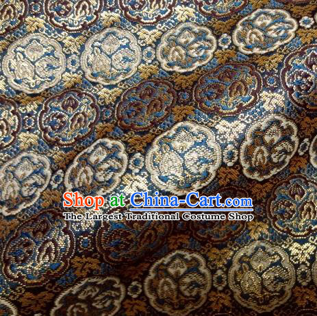 Asian Traditional Baldachin Classical Pattern Black Brocade Fabric Japanese Kimono Tapestry Satin Silk Material