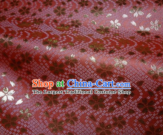 Asian Traditional Baldachin Classical Sakura Pattern Rosy Brocade Fabric Japanese Kimono Tapestry Satin Silk Material
