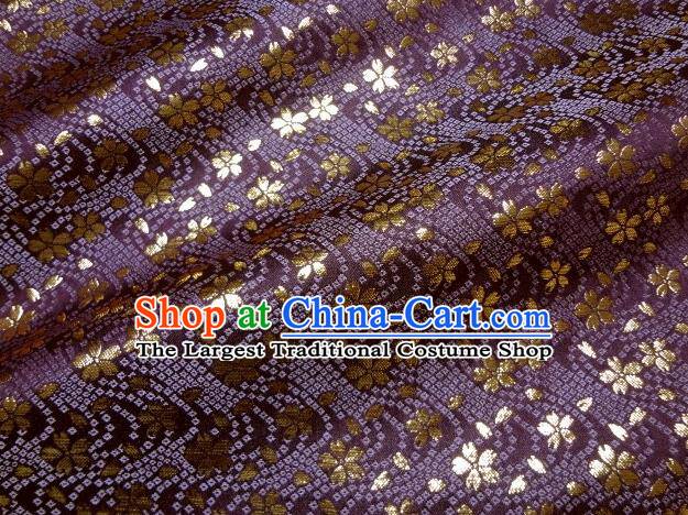 Asian Traditional Baldachin Classical Sakura Pattern Purple Brocade Fabric Japanese Kimono Tapestry Satin Silk Material