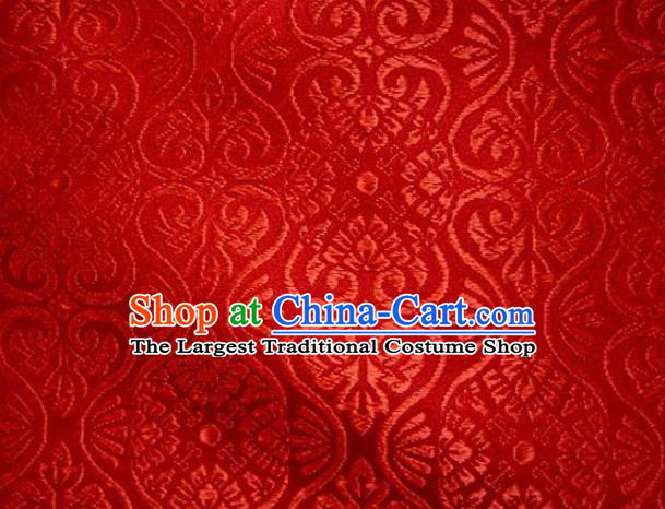 Asian Traditional Kyoto Kimono Brocade Classical Pattern Red Damask Fabric Japanese Tapestry Satin Silk Material