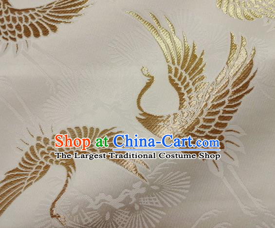 Asian Traditional Japanese Kimono Classical Golden Cranes Pattern Tapestry Satin Brocade Fabric Baldachin Silk Material