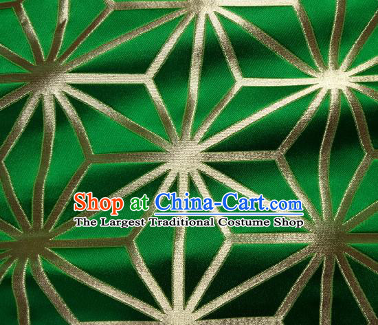 Asian Japanese Traditional Green Brocade Classical Pattern Baldachin Fabric Kimono Tapestry Satin Silk Material