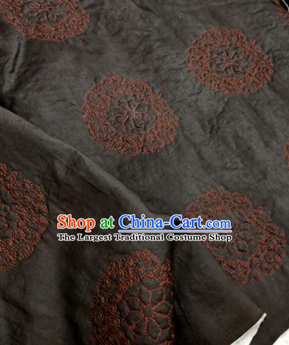 Asian Traditional Fabric Classical Embroidered Pattern Black Brocade Satin Silk Material