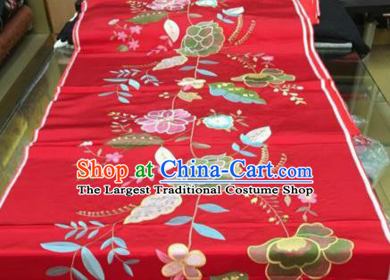 Asian Traditional Fabric Classical Peony Pattern Red Brocade Chinese Satin Silk Material
