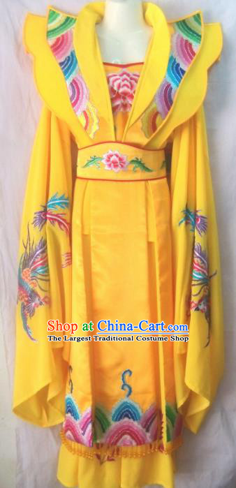 Chinese Traditional Beijing Opera Court Yellow Dress Ancient Queen Embroidered Costume for Women