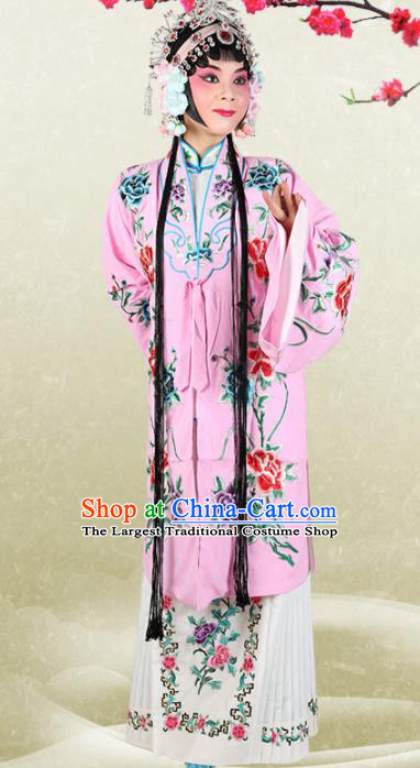 Chinese Traditional Beijing Opera Princess Pink Dress Ancient Palace Lady Embroidered Costume for Women