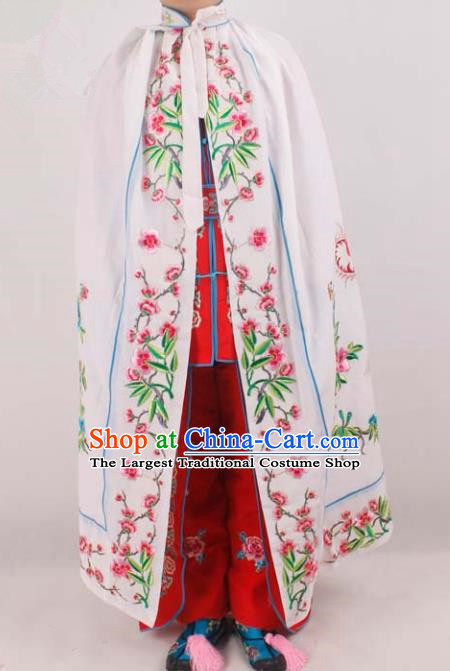 Chinese Traditional Beijing Opera Diva Embroidered White Cloak Ancient Palace Lady Costume for Women