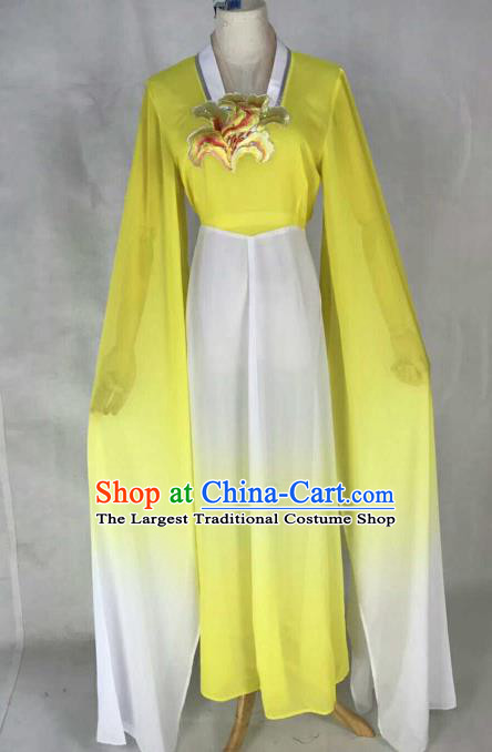 Chinese Traditional Beijing Opera Court Lady Embroidered Yellow Dress Ancient Peri Costume for Women