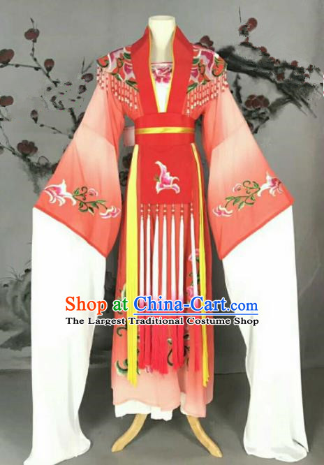 Traditional Chinese Peking Opera Nobility Lady Red Dress Ancient Peri Princess Costume for Women