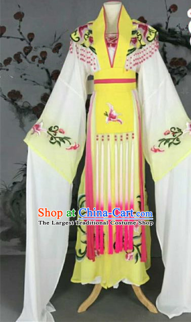 Traditional Chinese Peking Opera Nobility Lady Yellow Dress Ancient Peri Princess Costume for Women