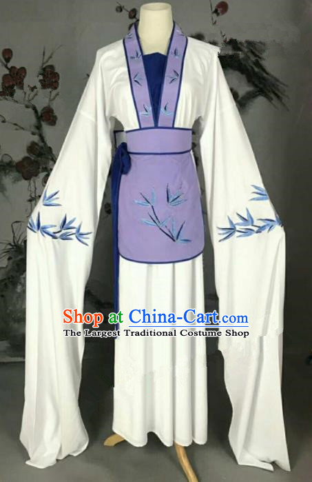 Traditional Chinese Peking Opera Poor Lady White Dress Ancient Maidservants Costume for Women