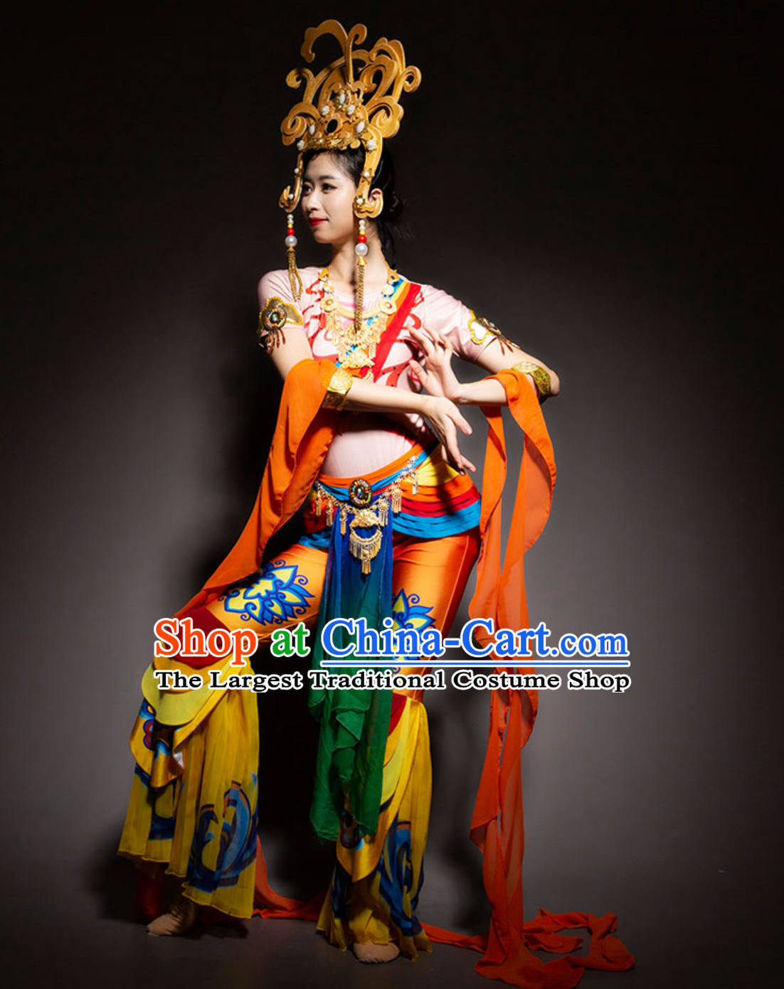 Ancient Chinese Handmade Flying Angel Dance Costume Complete Set