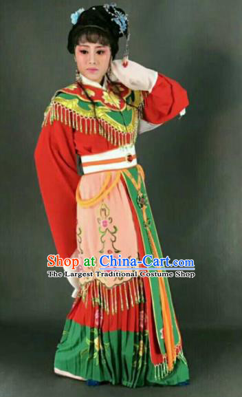 Chinese Traditional Peking Opera Artiste Costume Ancient Princess Embroidered Red Dress for Women