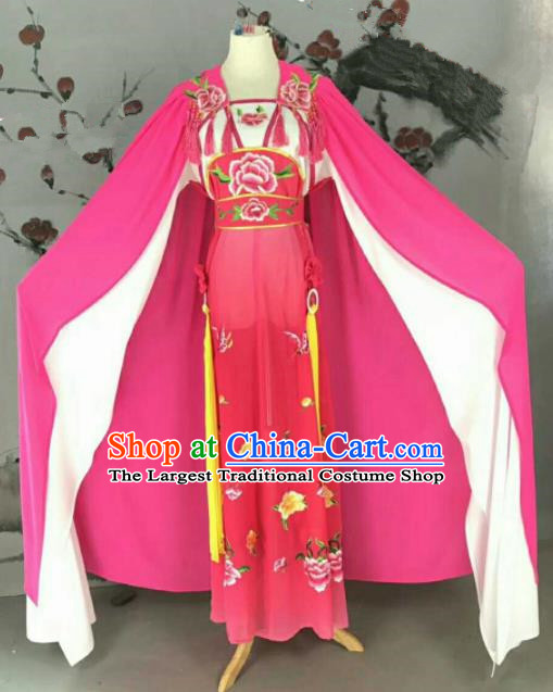 Chinese Traditional Peking Opera Artiste Costume Ancient Swordswoman Embroidered Rosy Dress for Women
