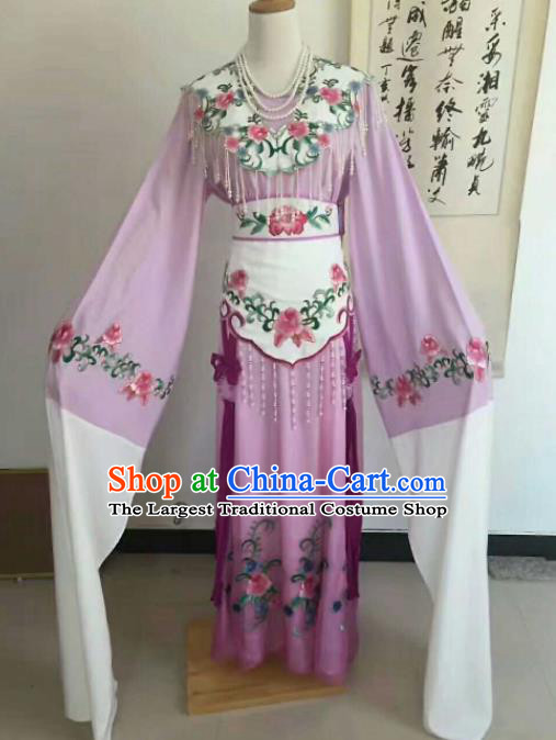 Chinese Traditional Peking Opera Artiste Costume Ancient Princess Embroidered Purple Dress for Women