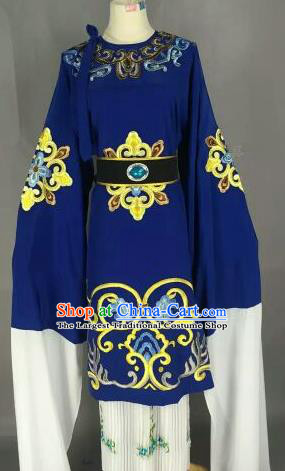Chinese Ancient Dowager Countess Embroidered Royalblue Dress Traditional Peking Opera Pantaloon Costume for Women
