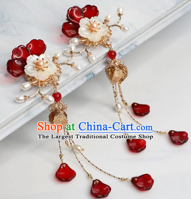 Chinese Traditional Hanfu Hair Accessories Ancient Princess Shell Flower Hair Claws Hairpins for Women