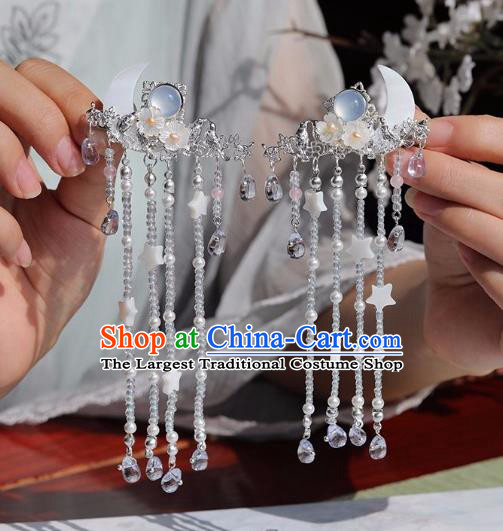 Chinese Traditional Hanfu Hair Accessories Ancient Princess Shell Moon Tassel Hair Claws for Women
