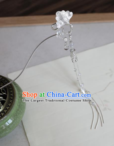 Chinese Traditional Hanfu Hair Accessories Ginkgo Leaf Hair Clip Ancient Princess Tassel Hairpins for Women