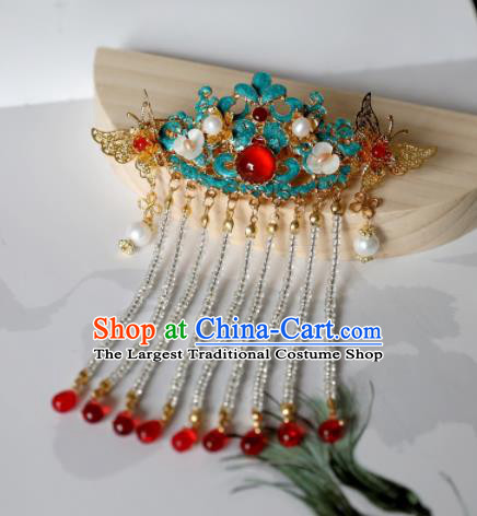 Chinese Ancient Princess Agate Tassel Hairpins Traditional Hanfu Hair Accessories for Women