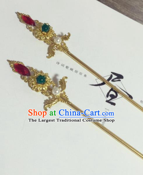 Chinese Ancient Princess Brass Hairpins Traditional Hanfu Hair Accessories for Women