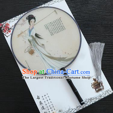 Chinese Traditional Palace Fans Ancient Princess Printing Round Fans for Women