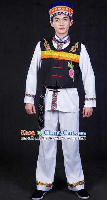 Chinese Traditional Lahu Nationality Clothing Ethnic Bridegroom Folk Dance Costume for Men