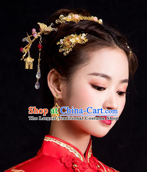 Chinese Ancient Wedding Hair Accessories Traditional Bride Headdress Hairpins for Women