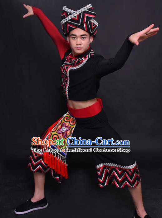 Chinese Traditional Ethnic Costume Maonan Nationality Festival Folk Dance Clothing for Men