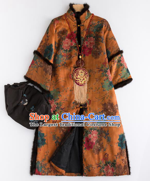 Chinese Traditional Tang Suit Cotton Padded Coat National Costume Upper Outer Garment for Women