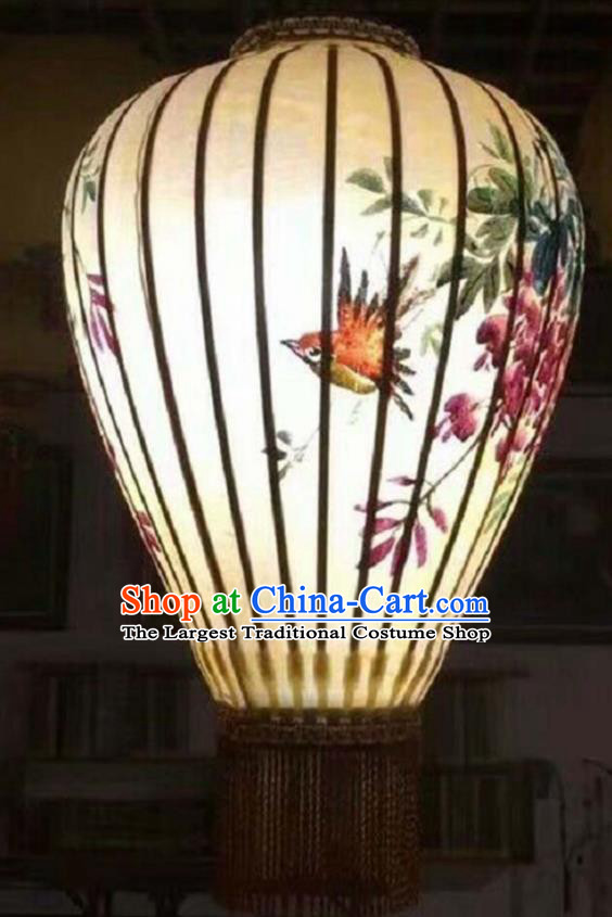 20 Inch Chinese Traditional Handmade Lantern Painting Flowers Birds Palace Lanterns