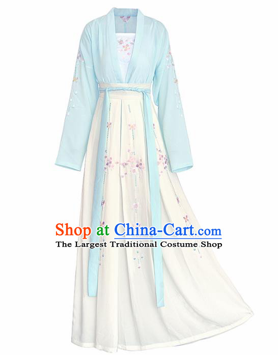 Chinese Ancient Palace Princess Embroidered Traditional Dress Tang Dynasty Historical Costume for Women