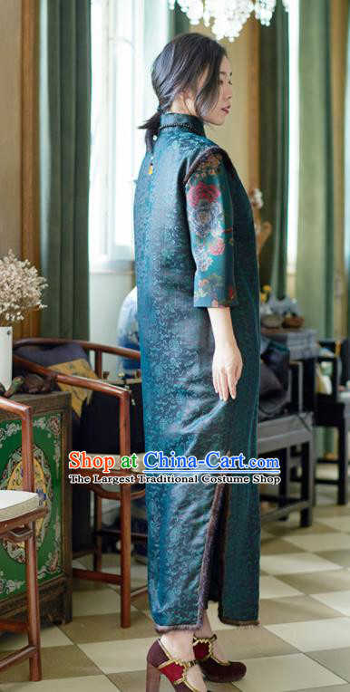 Chinese Traditional Costume National Cheongsam Watered Gauze Qipao Dress for Women