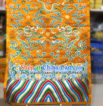 Chinese Traditional Buddhism Dragons Pattern Design Golden Brocade Silk Fabric Tibetan Robe Satin Fabric Asian Material