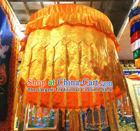 Chinese Traditional Buddhism Craft Chapel Decoration Vajrayana Buddhist Baldachin Golden Brocade Precious Umbrella