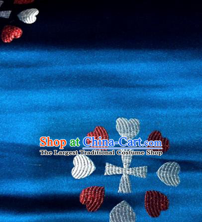 Chinese Traditional Buddhism Heart Pattern Blue Brocade Silk Fabric Tibetan Robe Satin Fabric Asian Material