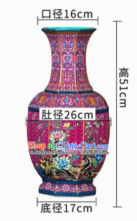 Chinese Jingdezhen Ceramic Yellow Powder Enamel Vase Handicraft Traditional Porcelain Vase