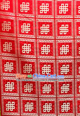 Chinese Traditional Buddhism Auspicious Pattern Red Brocade Silk Fabric Tibetan Robe Satin Fabric Asian Material