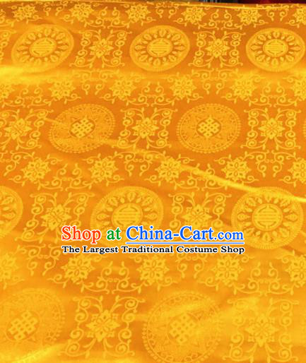 Chinese Traditional Buddhism Twine Pattern Golden Brocade Silk Fabric Tibetan Robe Satin Fabric Asian Material