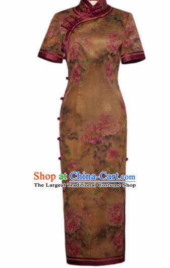 Chinese Traditional National Costume Tang Suit Silk Qipao Dress Cheongsam for Women